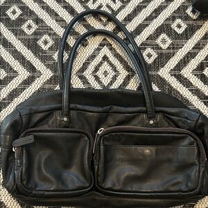 HOBO  Black Leather Handbag with Dual Front Pockets